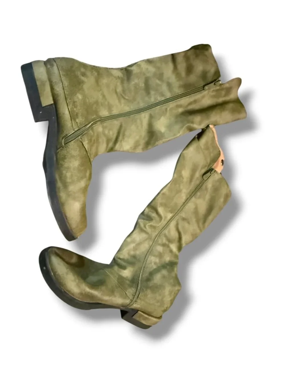 Olive Green Mid‑Calf Boots – Size 10